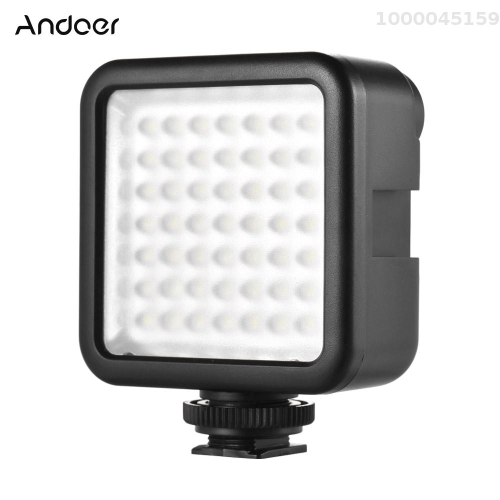 Andoer W49 Mini Interlock Camera LED Panel Light Dimmable Camcorder Video