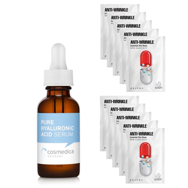Buy Cosmedica Skincare Pure Hyaluronic Acid Serum 30ml + Orjena Korean Tencil Anti-Wrinkle Facial Mask 10 piece Value Set Singapore