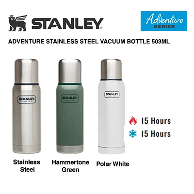 Stanley Adventure Vacuum Bottle 503ml (17oz) Insulated Water Bottle Keep Cold Hot Leak Proof Outdoor Office Kitchen