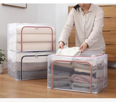 66L-110L Transparent Storage Box |Dust Free|Foldable|Home Organizer For Clothes Toys Books
