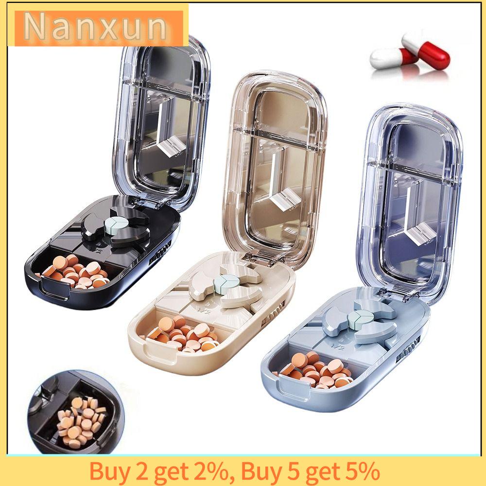 NWSJ Viên thuốc Máy cắt thuốc ba phần Chống bụi Bộ tổ chức chia ngăn Hộp lưu trữ cắt thuốc Di động Dụng cụ cắt thuốc cho thuốc nhỏ hoặc lớn