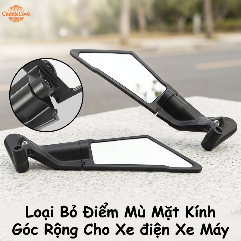 CuddleCove Gương chiếu hậu cánh én kính trắng góc nhìn rộng chống rung lắp xe máy SH Vespa PG1 XSR CB 1 cặp