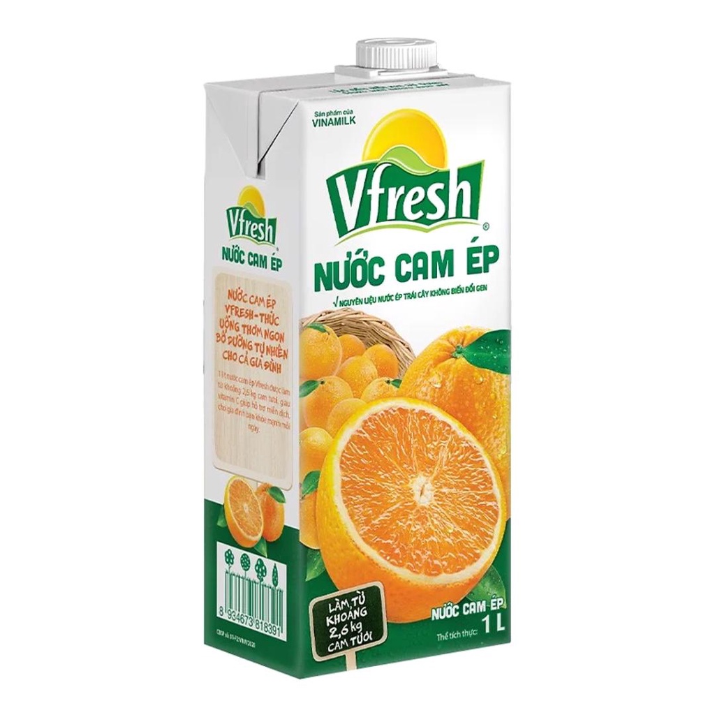 COMBO 2 Nước Cam Ép, Vfresh, 100% Orange Juice 1L - VINAMILK