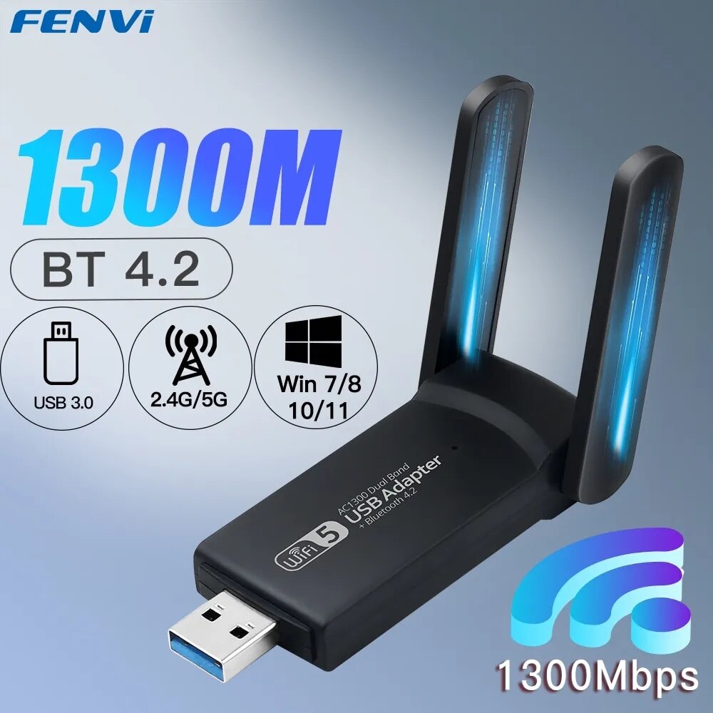 Wifi usb 3.0 adapter 1300mbps bluetooth 4.2 băng tần kép 2.4ghz/5ghz wifi usb cho pc máy tính để bàn mạng máy tính xách tay thẻ bộ thu không dây