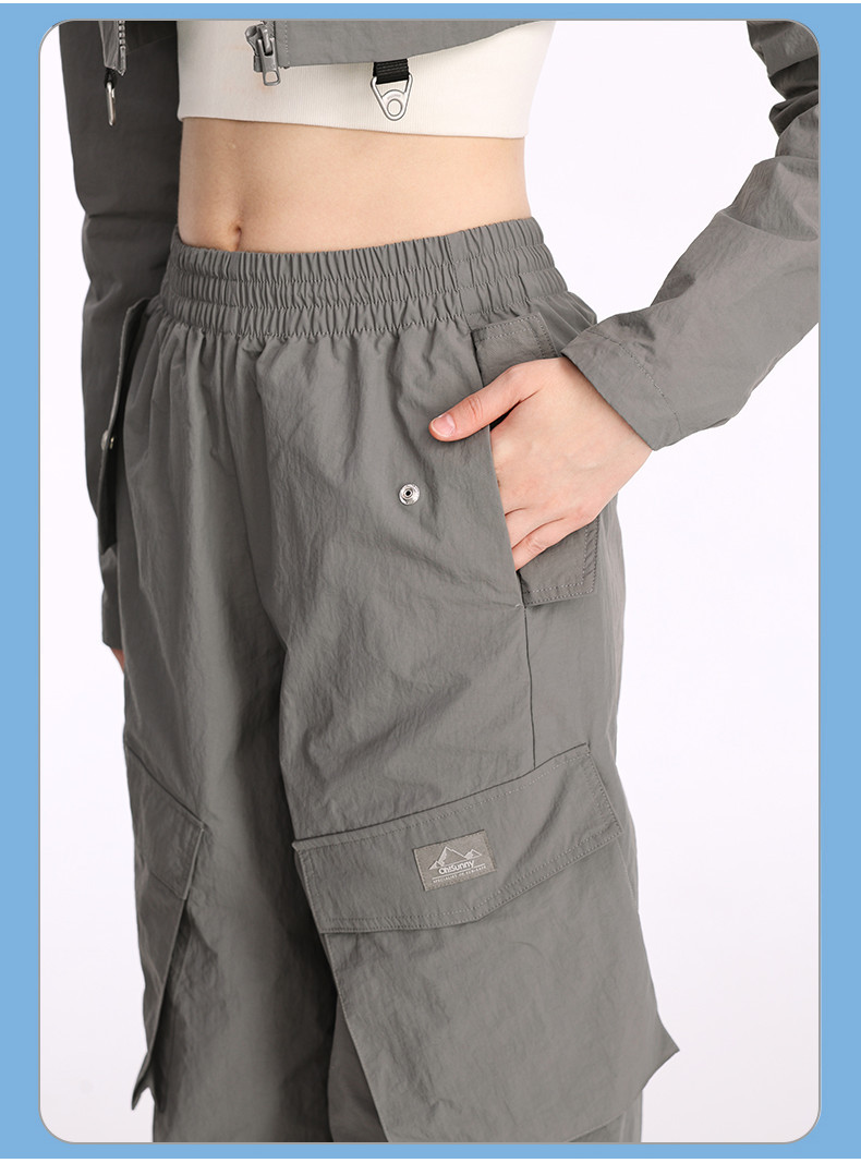 Ohsunny Cargo Pants Multi Pockets Women's Sunscreen High Waisted Wide Leg Casual Trousers Hiphop Street Tide UPF50+ · v2