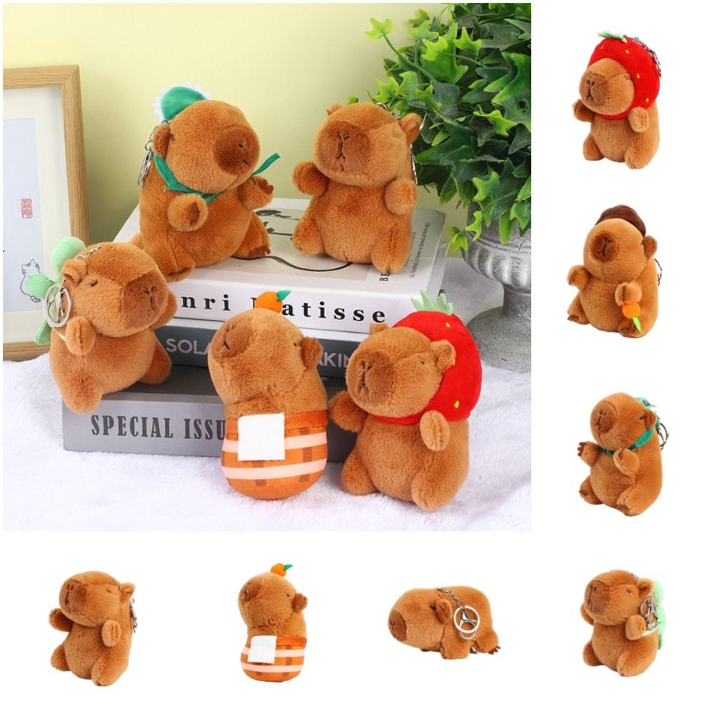 Emerry sang trọng capybara móc khóa vải nhung lông PP bông capybara capybara móc khóa sang trọng phụ kiện treo mềm Anime capibara Mặt dây chuyền bạn bè quà tặng sinh nhật