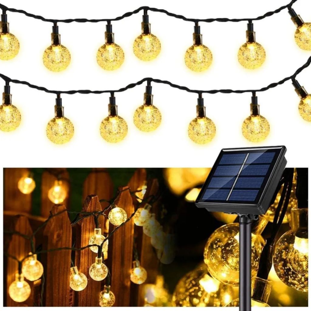 Dây Đèn Năng Lượng Mặt Trời Quả Cầu Bi Bọt Chống Nước Ngoài Trời 5m 12m 22m Đèn LED Decor Sân Vườn Quán Cafe Cực Chill