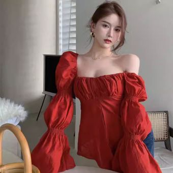 Áo Kiểu Cổ Vuông Tay Phồng PINKSTORE29 Vạt Nhọn Nữ Tính A51008