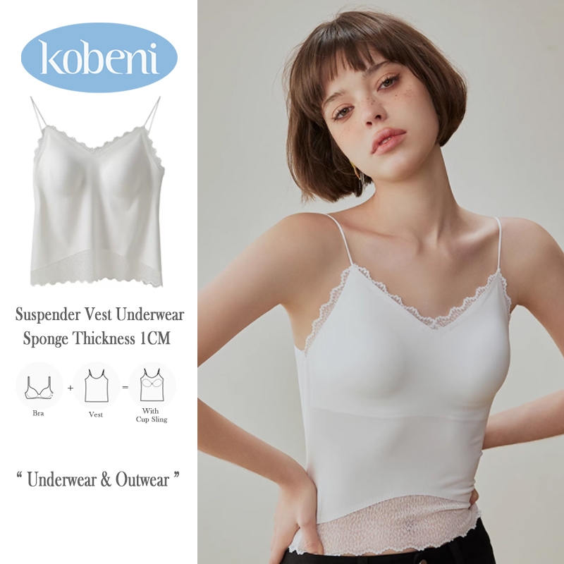 KOBENI Tanks & Camisoles Single Breasted Vest Sexy Sling Single Breasted Lace Sponge Built-In Soft Fabric Comfortable Stretch Non-Hot Breathable ราคา 494 บาท*ส่งฟรี
