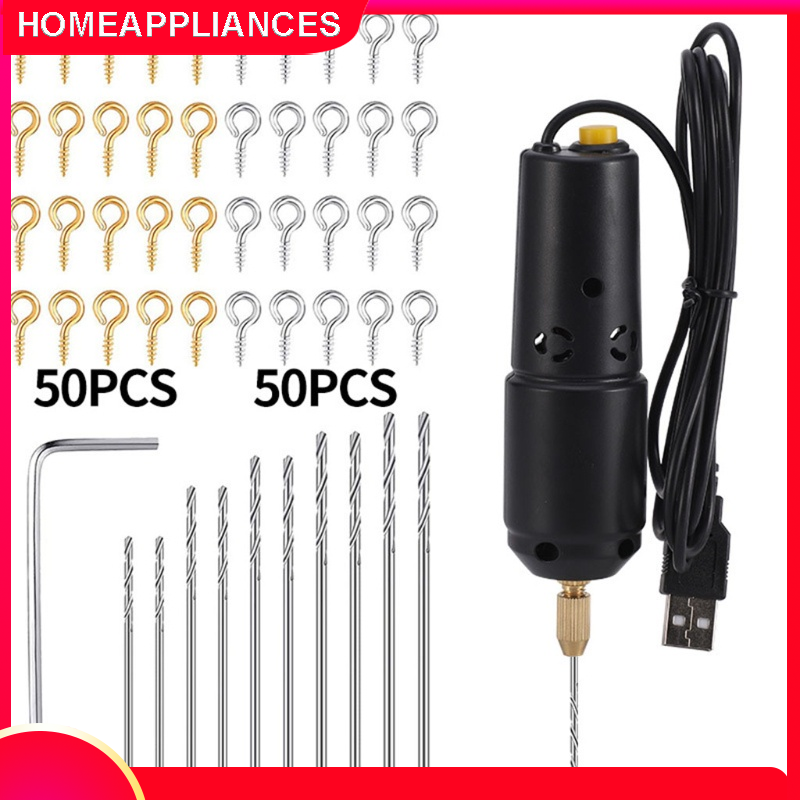 Bộ khoan mini cầm tay kèm 10 mũi khoan, máy khoan quay tay diy thủ công đục lỗ nhỏ gỗ nhựa bàn trang sức đất sét mô hình