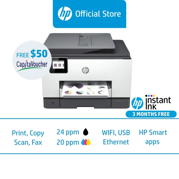 HP OfficeJet Pro 9020 All-in-One Wireless Color Inkjet Printer / Print, Copy, Scan, Mobile Fax / ADF / Front USB Port / Duplex / Two-Sided Printing / Two-Sided Scanning / Touchscreen / One Year Warranty (FREE SGD 30 E-Capita) Singapore