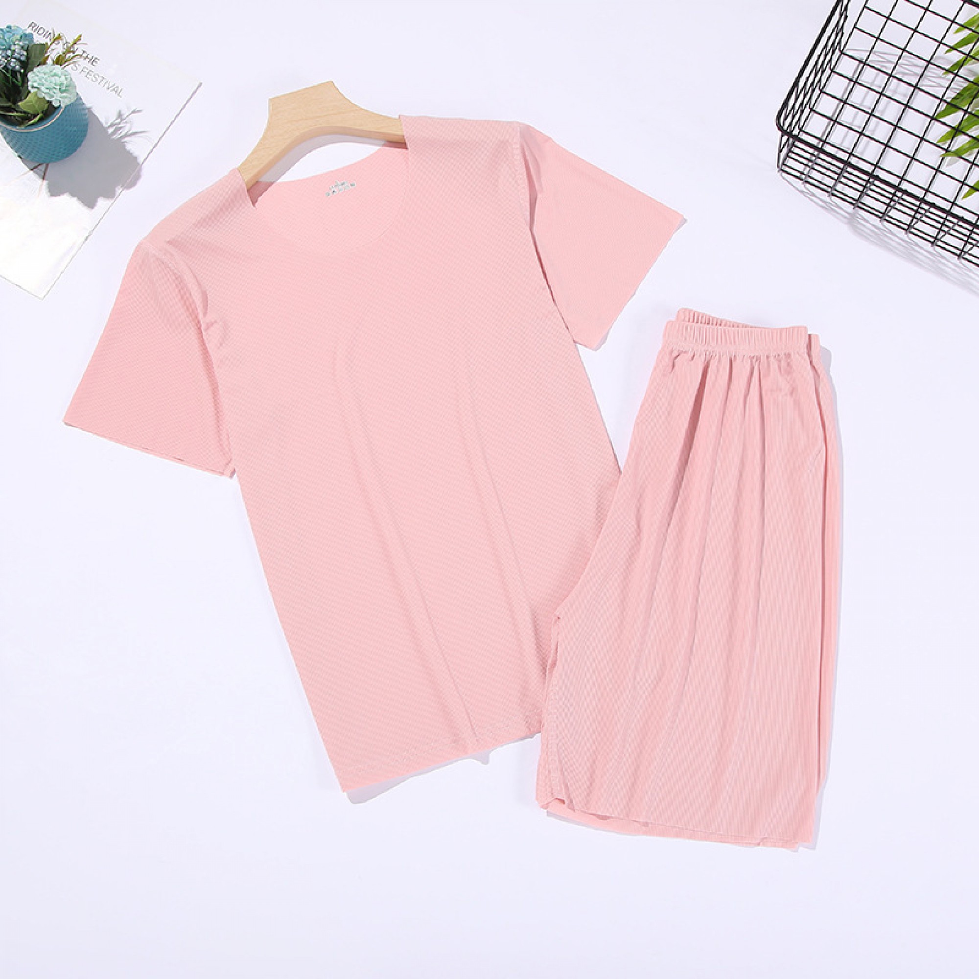 Bộ Đồ Ngủ Lụa Lạnh Mùa Hè Ljw Bộ Đồ Cặp Đôi Mát Lạnh Bộ Đồ Ngắn Tay Nam Bộ Đồ Mặc Nhà Liền Mạch Mùa 