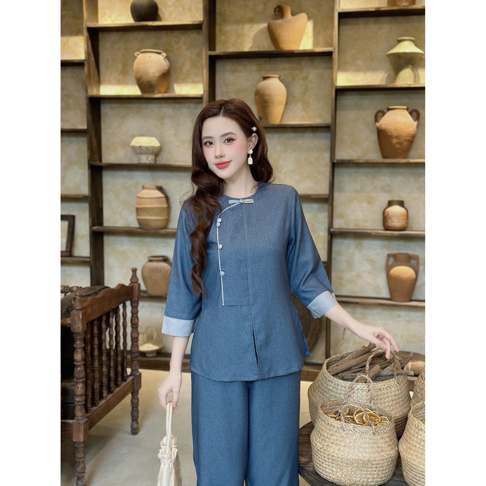 PHÁP PHỤC BỘ SET LAM ĐI chùɑ CHẤT TƠ MỘC MỀM MỊN SANG XỊN THANH LỊCH DÀNH CHO PHÁI ĐẸP NƠI TÔN NGHIÊM