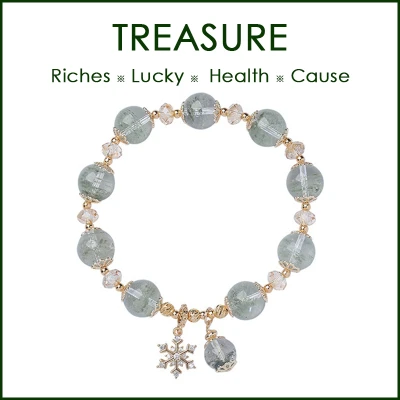 Women's Bracelet Nature Green Phantom Crystal Quartz Green Ghost, Gather Wealth, More Fortune