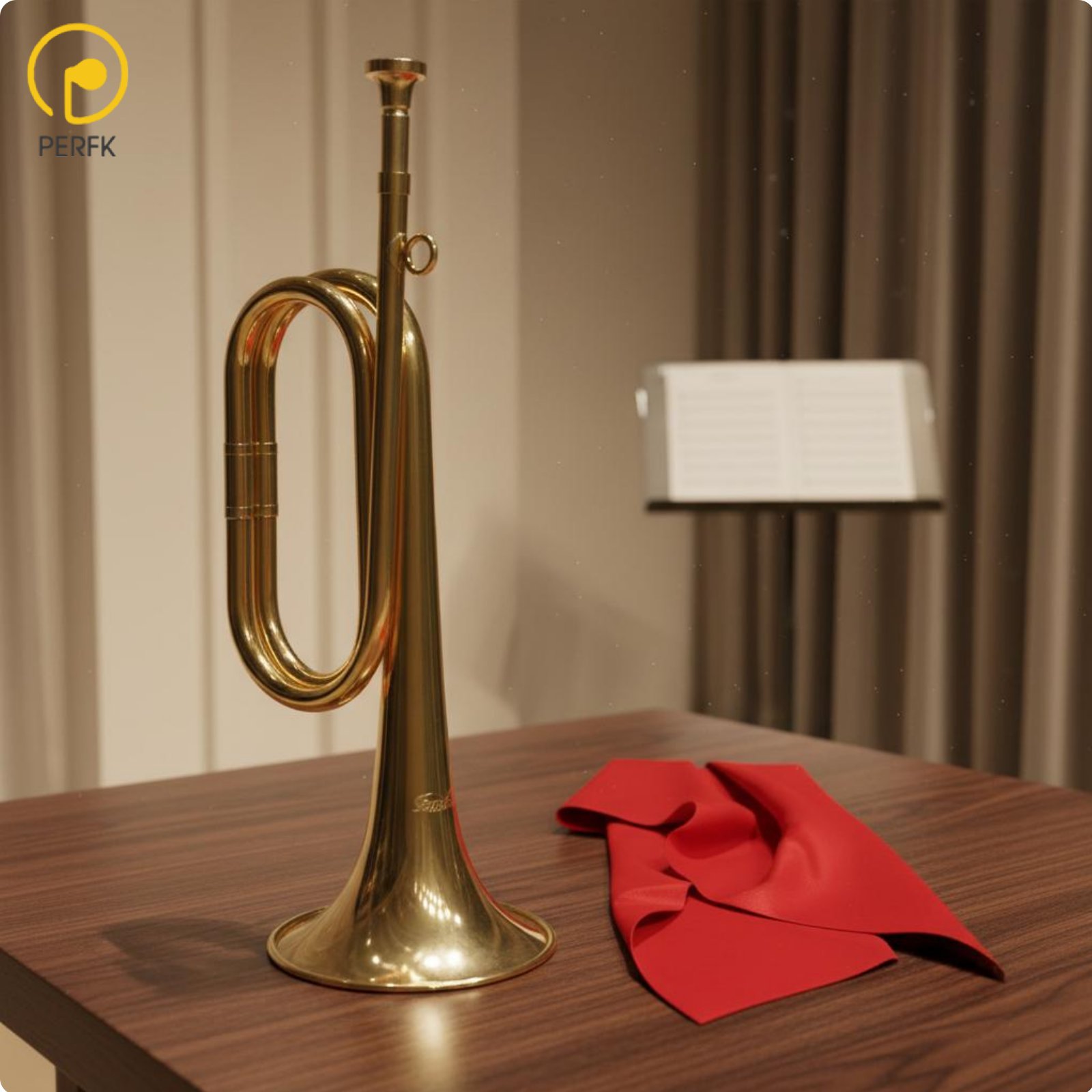 Perfk Laser Engraved Bugle Loud Sound Brass Bugle Clear Tone Ceremonial Trumpet Long-Lasting for Procession ราคา 3,079 บาท*ส่งฟรี