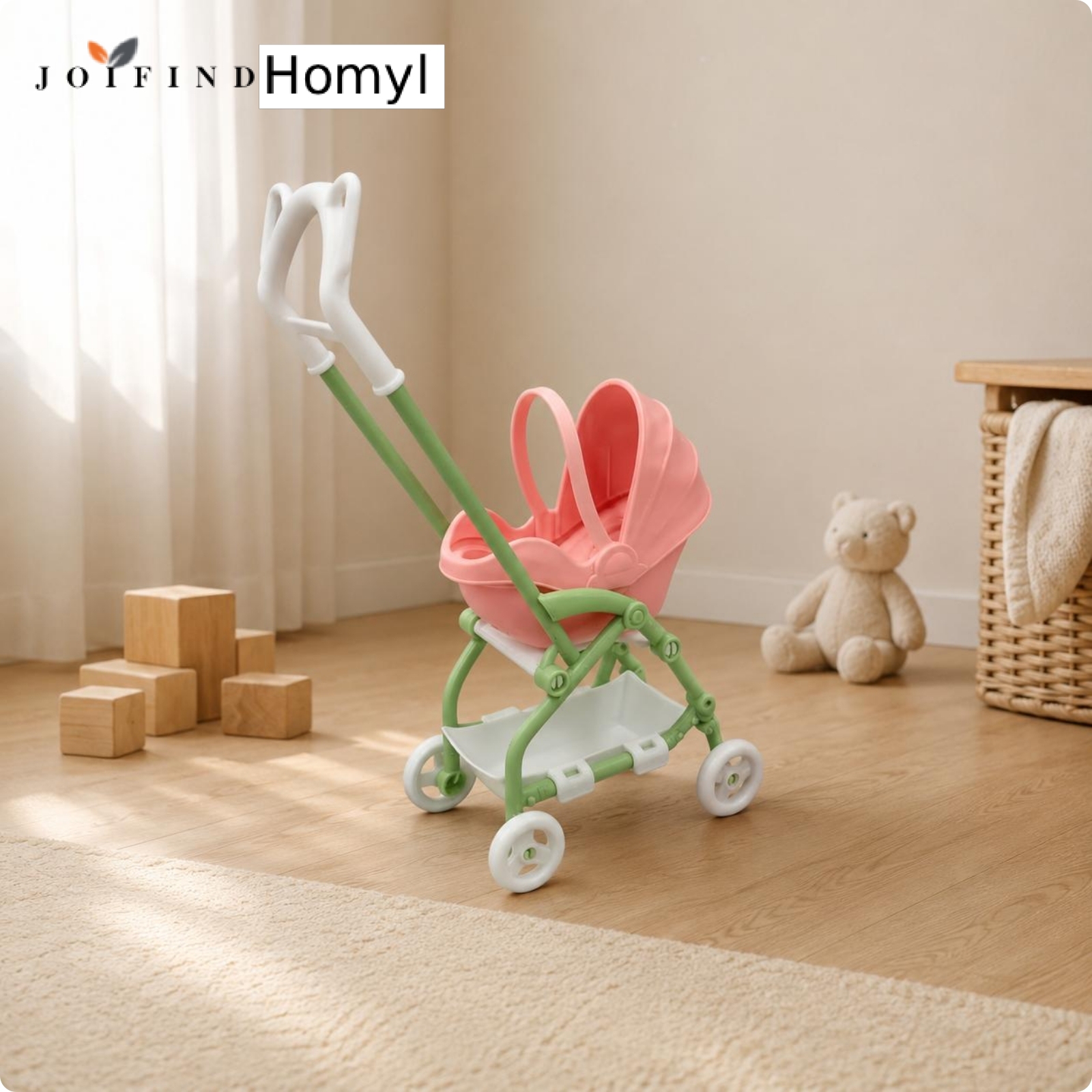 Homyl Realistic Design Foldable Doll Pushchair Lightweight Mini Toy Stroller Compact Baby Stroller Toy Four Wheels ราคา 76 บาท*ส่งฟรี