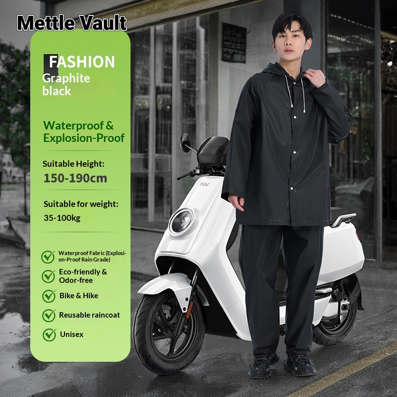 Mettle Vault Adult Split Raincoat Set with Waterproof Pants for Cycling and Hiking, Durable Non-Disposable Rainwear for All Weather ราคา 71 บาท*ส่งฟรี