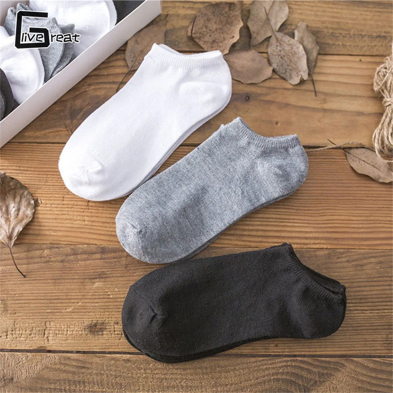 Men's socks solid color boat socks breathable athleisure sweat-absorbing thin low-barrel short-tube socks 10 pairs ราคา 120 บาท*ส่งฟรี