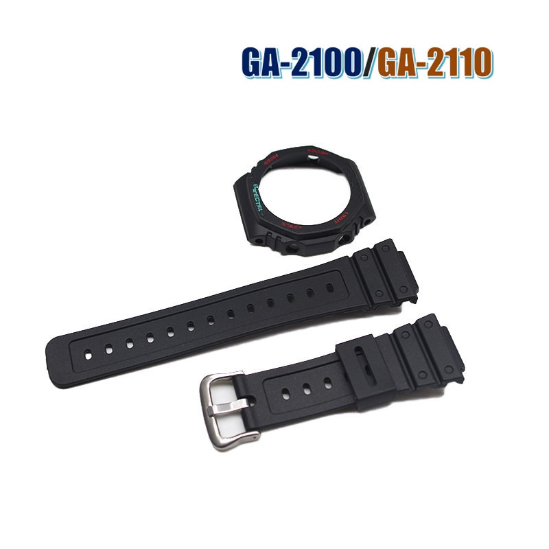 Đen Vòng đeo cổ tay thay thế GA-2100/GA-2110 dây đeo gờ lắp khung vỏ Ốp bảo vệ ga2100/ga2110 Đồng hồ vòng đeo tay Watchband