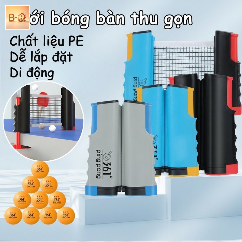 B-HQ Lưới bóng bàn thu gọn PE kéo giãn gắn bàn nhanh mang theo du lịch luyện tập tại nhà
