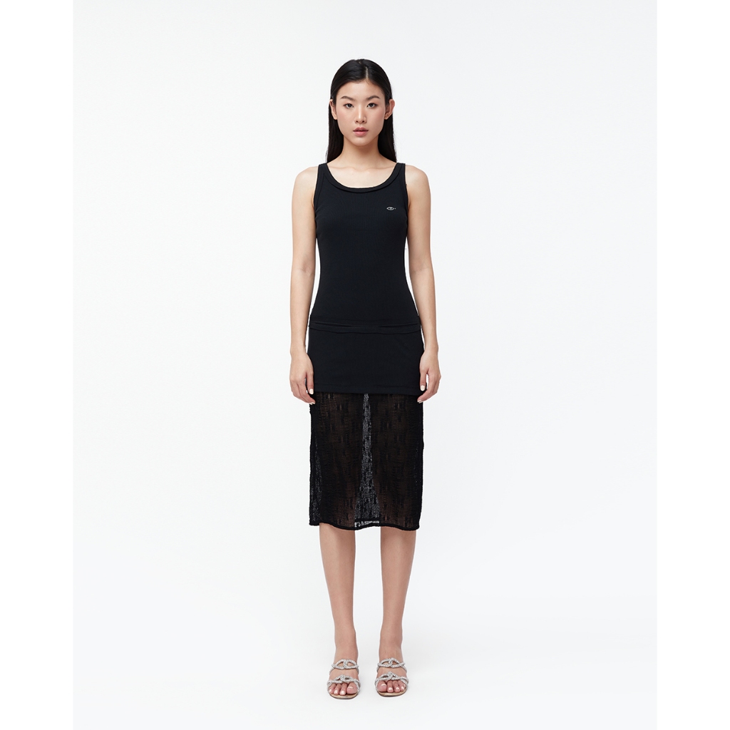 TheBlueTshirt - Đầm suông nữ - Rib Lace Dress - White