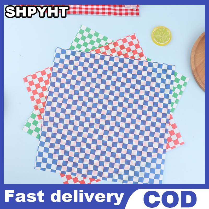 SHPYHT 100pcs Plaid sáp giấy thực phẩm lớp mỡ giấy thực phẩm wrappers giấy giỏ lót giấy cho bánh mì sandwich Burger khoai tây chiên oilpaper