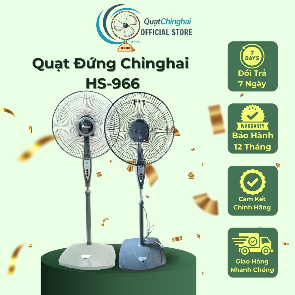 Quạt đứng Ching Hai HS966, Công suất 50W, Sải Cánh 40cm, Bảo Hành 12 Tháng Chính Hãng