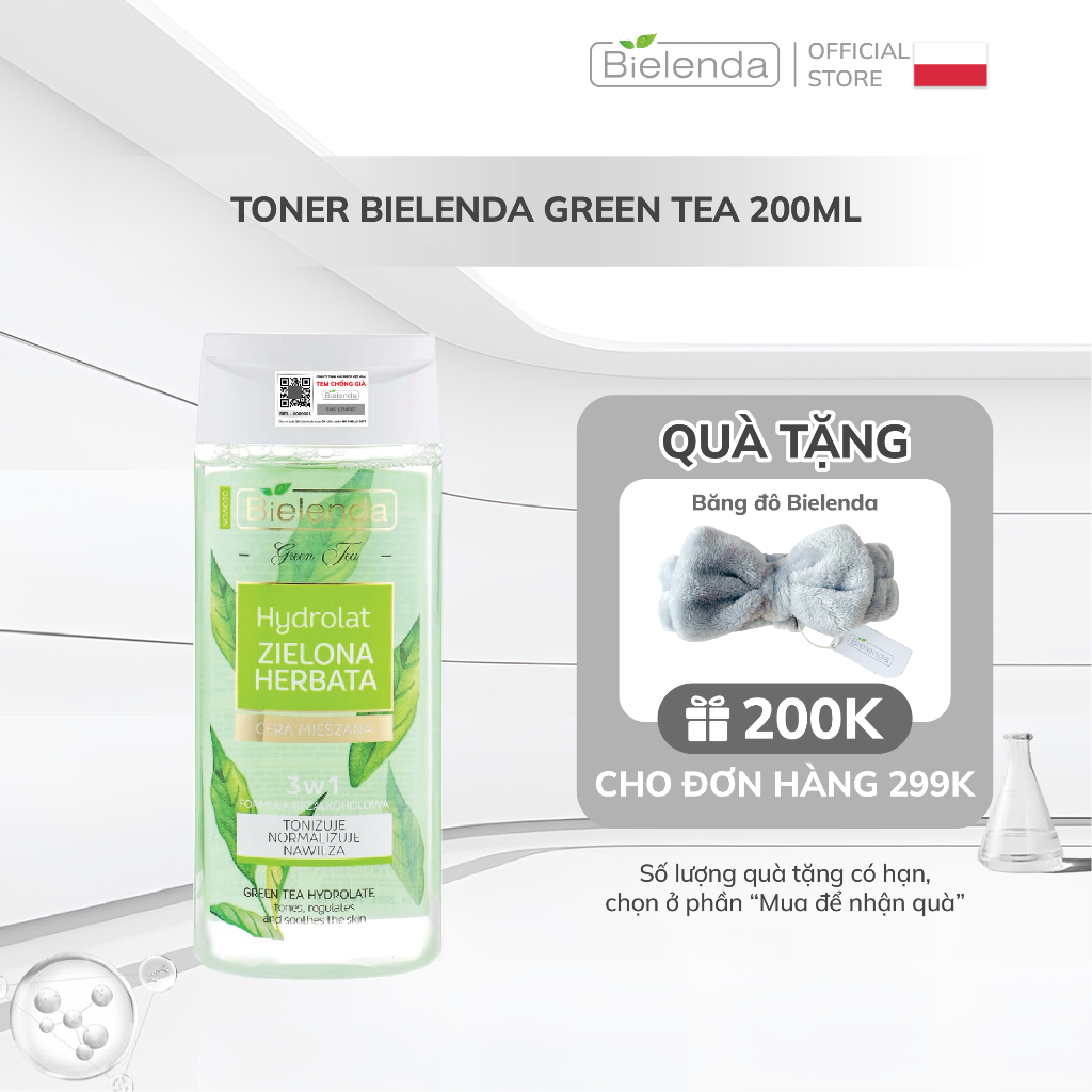 Toner Bielenda Green Tea làm sạch sâu, kiềm dầu, giảm mụn 200ml