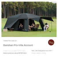 VIDALIDO Poon Saan Cabin Style Tent Semi-Automatic Waterproof Breathable Outdoor Camping Medium Large Tent for 4-10 Person Black Khaki Banshan Villa