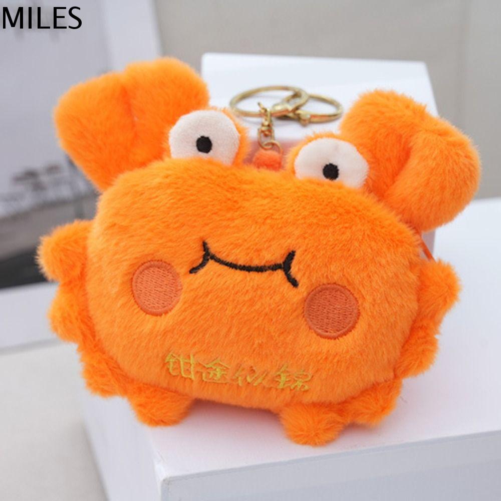 MILES Thú nhồi bông Ví nhung lông hình con cua hoạt hình Đa năng Charm túi Móc Khóa Búp Bê cua Túi đựng búp bê vải nhung lông Dây kéo dây chuyền hình con cua bằng vải nhung lông dây chuyền ba lô