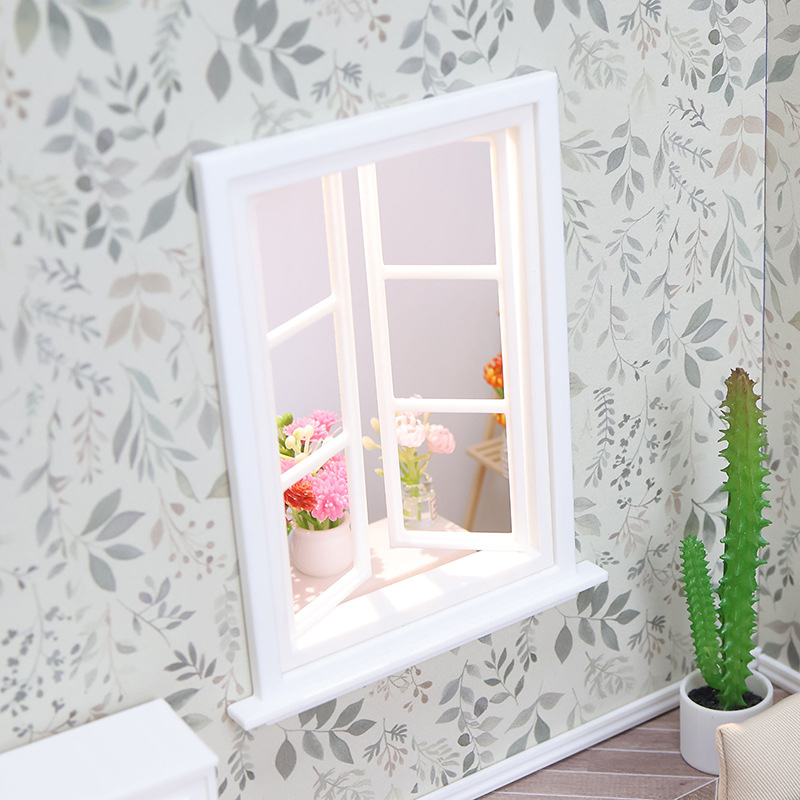 【Youer】 1 12 Dollhouse bằng gỗ khung cửa sổ mô hình Dollhouse mini đồ nội thất trang trí đồ chơi búp bê nhà Micro cảnh Xây Dựng Đạo cụ