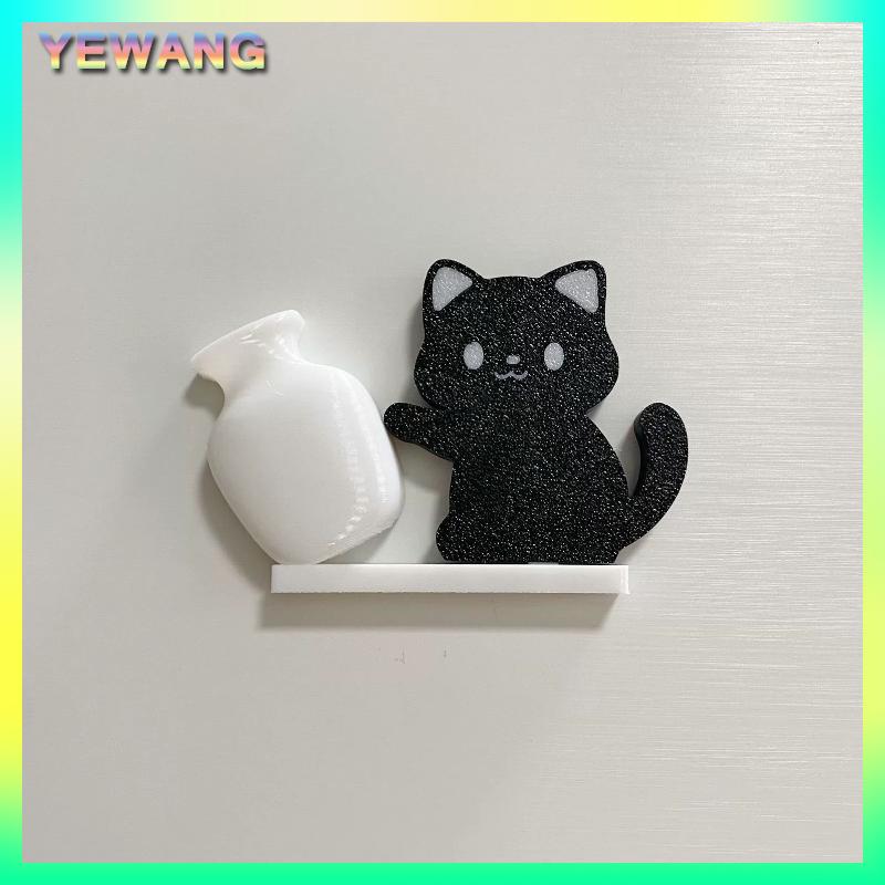 YEWANG Mèo Đẩy Bình Nam Châm Tủ Lạnh Trang Trí Nội Thất Tủ Lạnh Nam Châm Mèo Râu Bộ Sưu Tập Hộp Tưởng Niệm Nhà Văn Phòng Trang Trí Nội Thất Cho Món Quà - 2