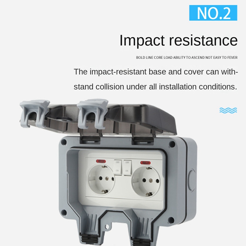 (MUQE) Outdoor Upgrade and High Waterproof Socket with Switch Indicator Light, Wall Socket Wet Room -Mounted Protective Contact