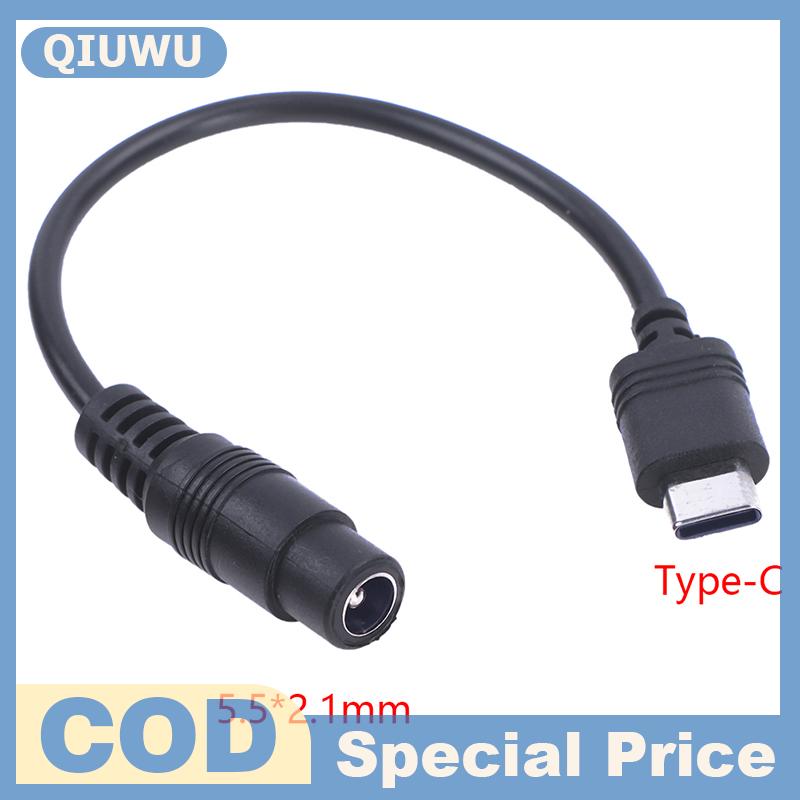 QIUWU DC Type-c Female To 5.5x2.1 Female Cables 5521 Power Jack DC Power Conector 5.5x2.1 Adapter US