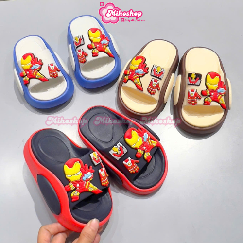 Dép siêu nhân bánh mì ironman nhẹ mềm êm chân cho bé trai chống trượt