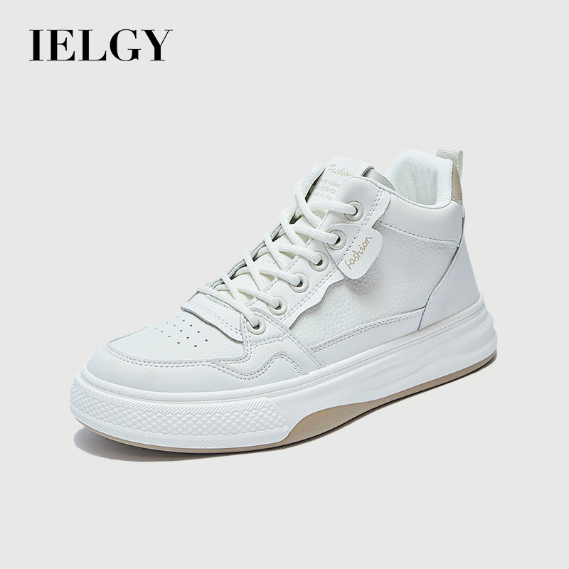 IELGY 2025 Women's Sports Shoes White Student Thick-Soled Height-Increasing Sneakers High-Top Shoes ราคา 557 บาท*ส่งฟรี