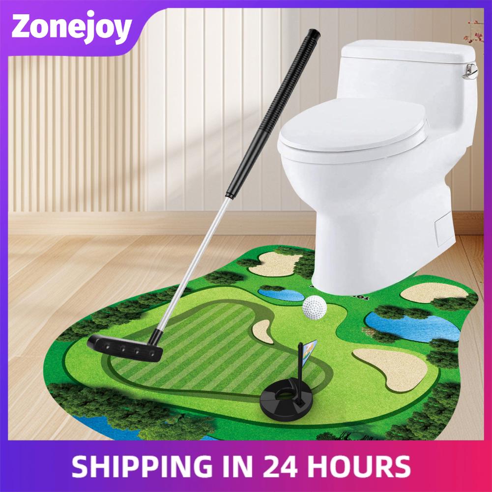 Zonejoy Bộ dụng cụ đặt trong nhà Trò chơi chơi gôn trong phòng tắm dành cho người lớn với Thảm di động Đồ chơi thể thao thời gian vệ sinh thú vị cho văn phòng giải trí tại nhà
