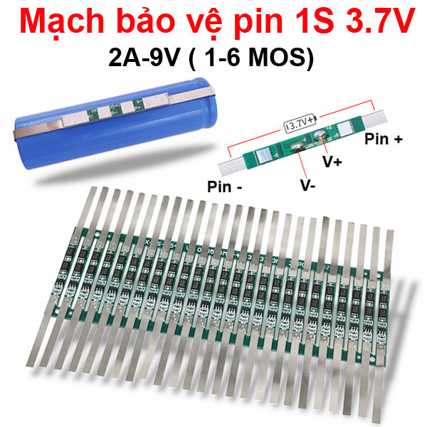 Mạch bảo vệ pin lithium 1s 3.7v 2a-9a có hàn kẽm sẵn ||
