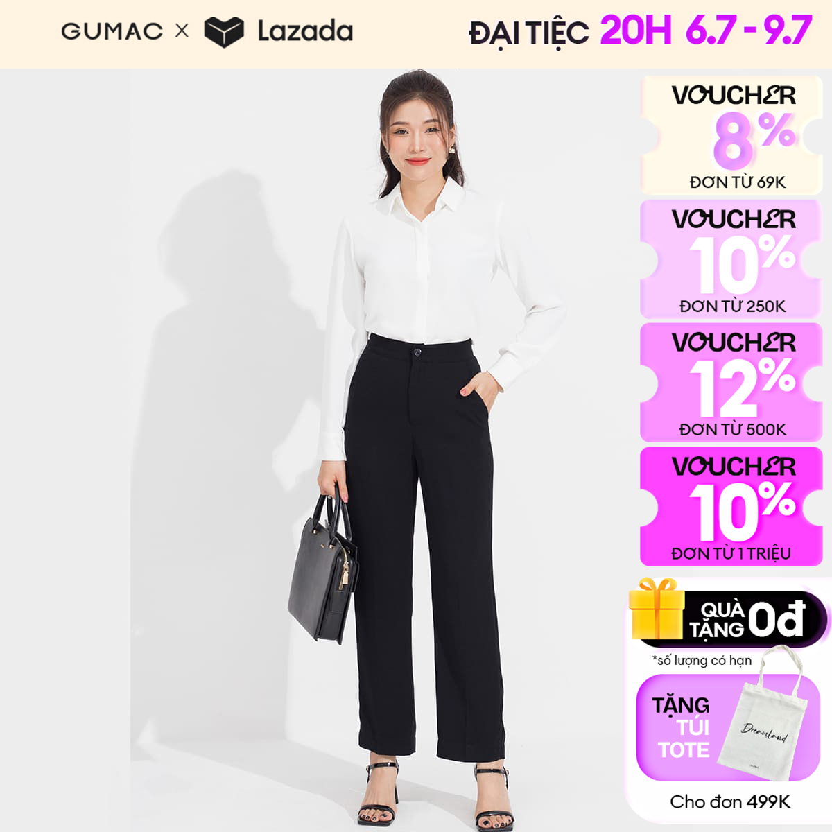 Quần tây ống suông gumac qd05028