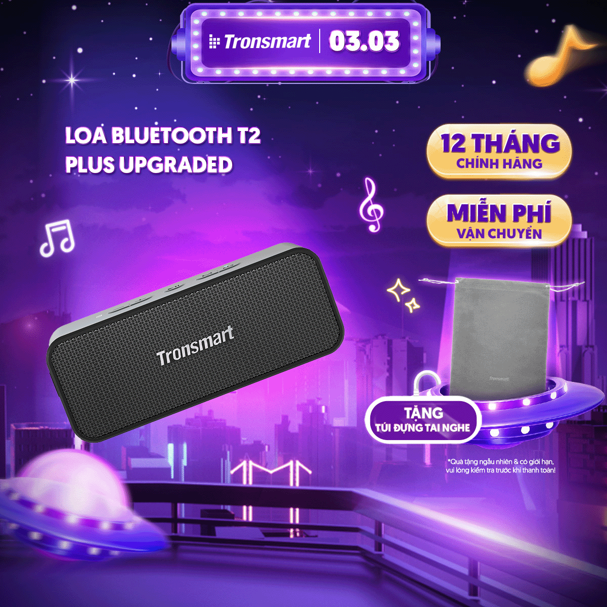 Loa bluetooth 5.3 tronsmart t2 plus/t2 plus upgraded | công suất 20w | kháng nước ipx7 | pin 4000 mah | bảo hành 12 tháng