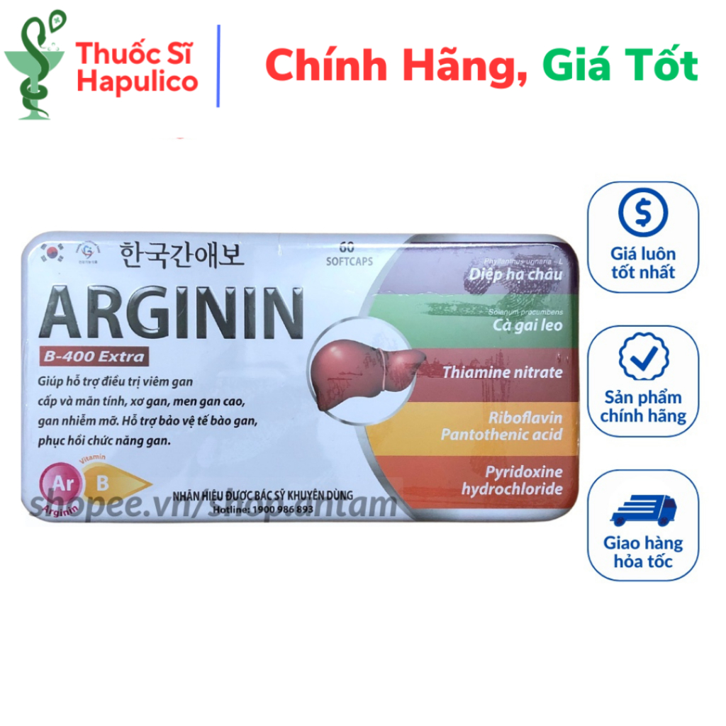 Viên uống bổ gan Arginin B 400 Extra Giúp mát gan, lợi mật