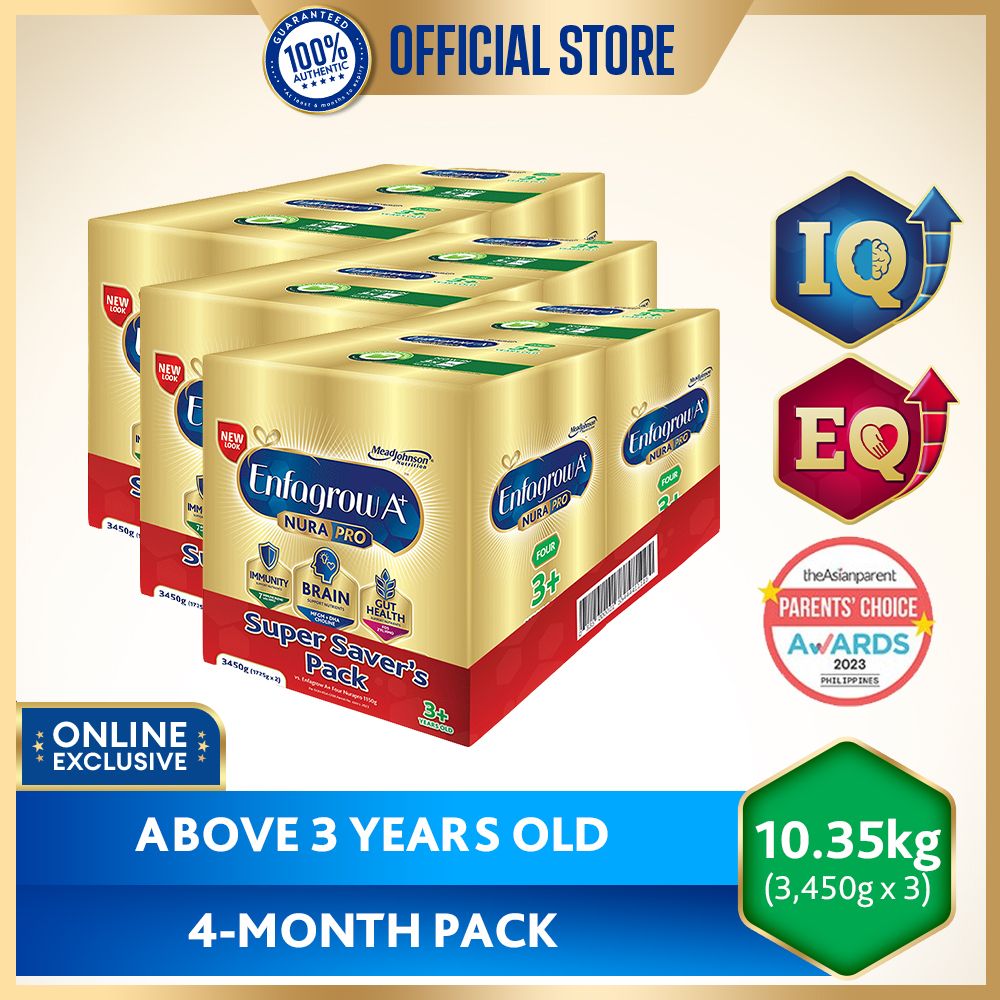 Enfagrow A+ Four NuraPro 10.35kg (3450g x 3) Powdered Milk Drink for Kids Above 3 Years Old