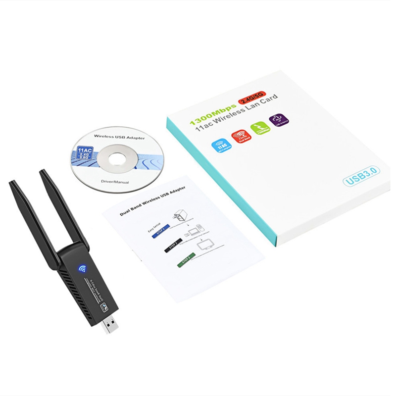 WiFi Wireless Network Card USB 3.0 1300M Adapter AC1300 with Antenna for