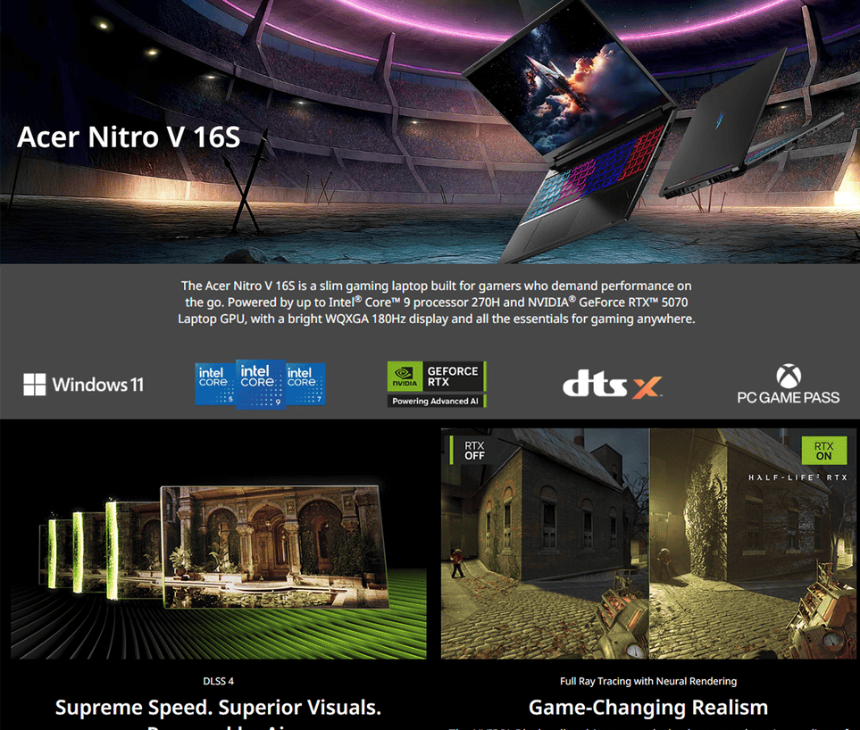 Acer Nitro V16S AI 715L | 16" WUXGA 180Hz | Intel Core 7 240H | 16GB DDR5 | 512GB SSD | RTX 5060 8GB | W11 9 Acer Nitro V16s AI 715L ANV16S-71-715L Gaming Laptop PRICE IN BANGLADESH MC SOLUTION BD