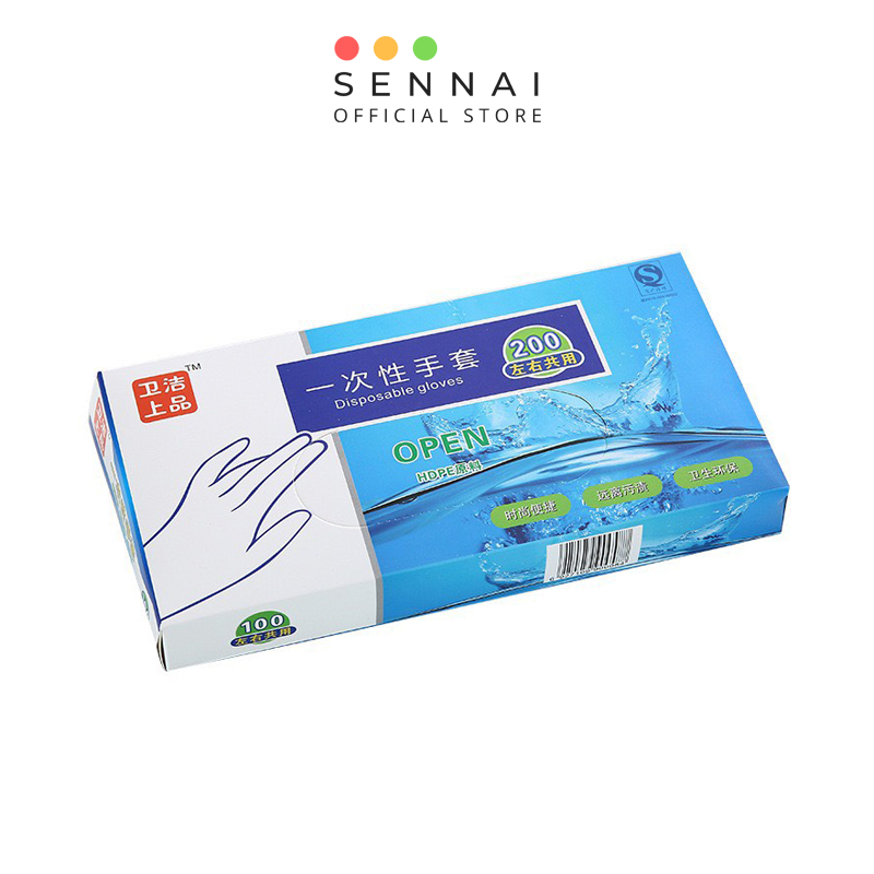 Găng tay nilong 200 cái dùng một lần sennai