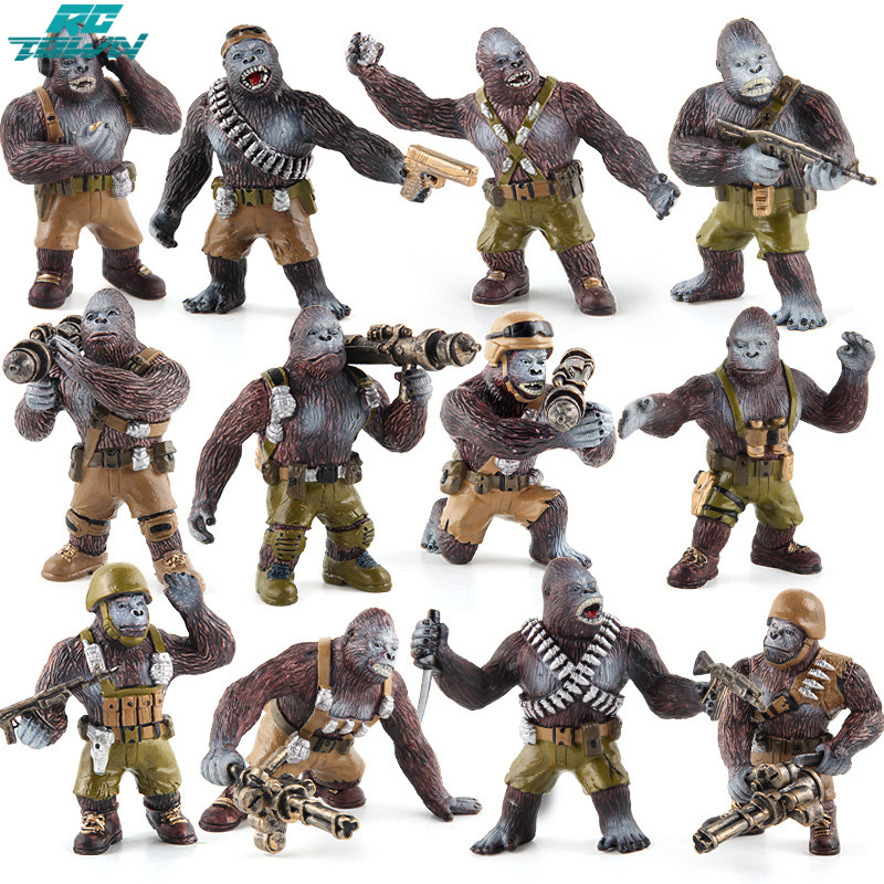 Realistic Mini Battle Orangutan Action Figures King Kong Wild Forest