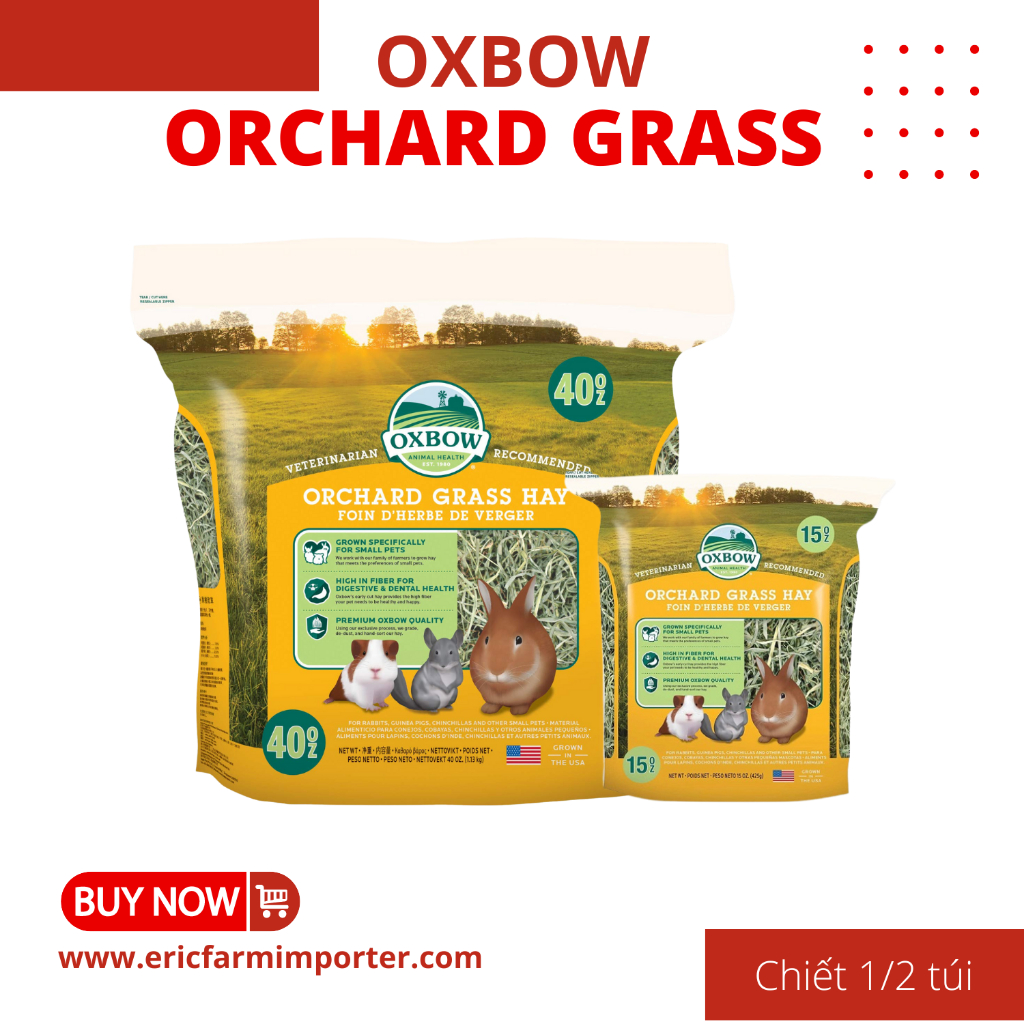 Oxbow Orchard Grass Hay Blends 40oz FREE SHIP Cỏ khô USA dinh dưỡng cho Thỏ