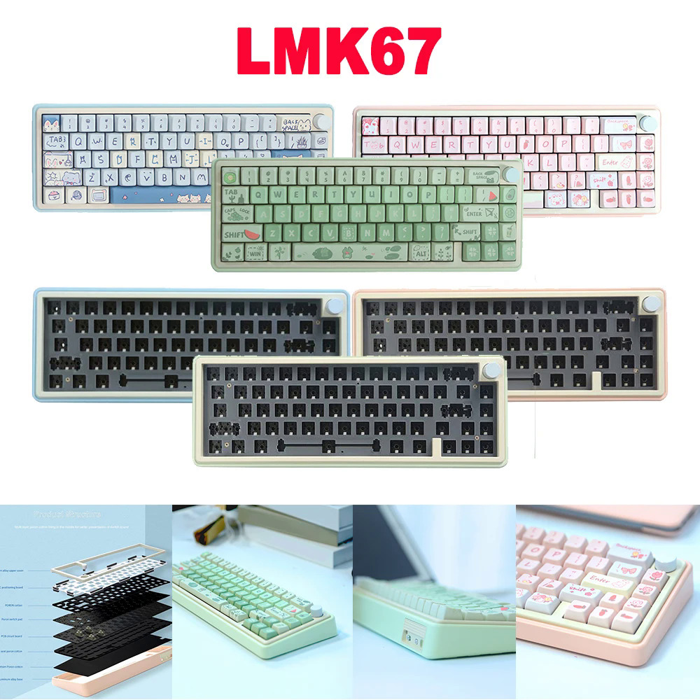 Lmk67/gmk67 DIY hot swappable Bàn Phím Cơ khí Kit với Knob Gamer Bàn phím RGB đèn nền Hợp kim nhôm 3