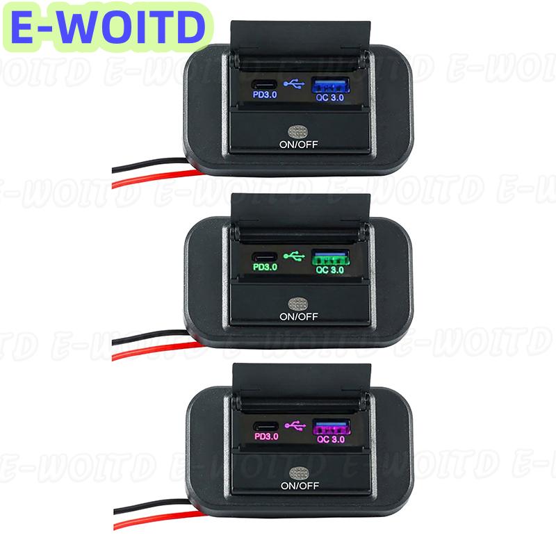 XYY พอร์ต USB คู่ PD ชนิด C อะแดปเตอร์ซ็อกเก็ตที่ชาร์จในรถยนต์12V 24V แผงไฟ USB พร้อม swith สำหรับมอเตอร์ไซค์ทางทะเล ราคา 171 บาท*ส่งฟรี