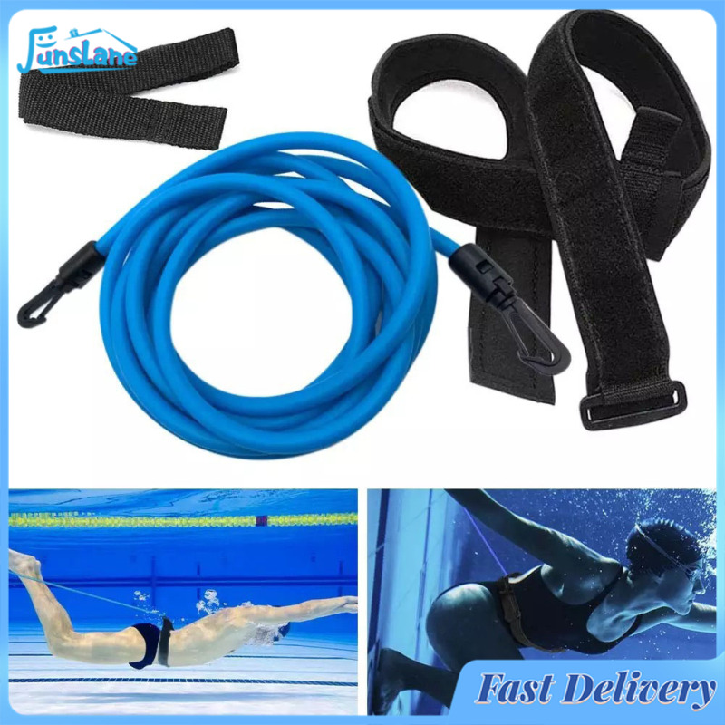 FunsLane Swim Training Belt Swim Bungee Cords Resistance Bands Swimming Harness Static Swimming Belt For Training Fitness Accessories ราคา 173 บาท*ส่งฟรี